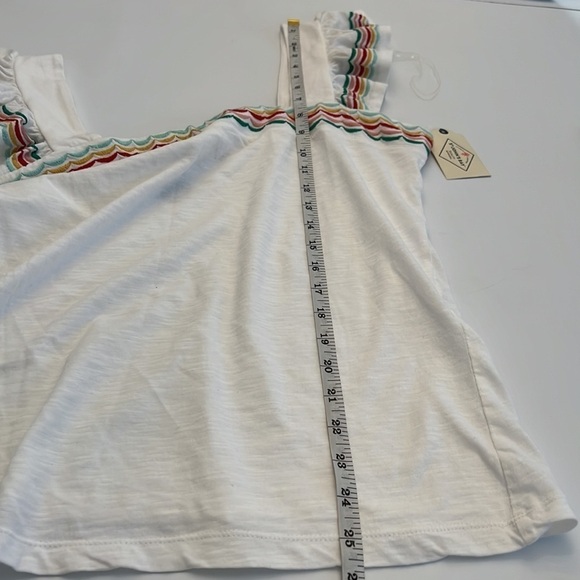ST. John’s Bay white square neck multi- color edge ruffle sleeve tank size M NWT - Picture 11 of 12
